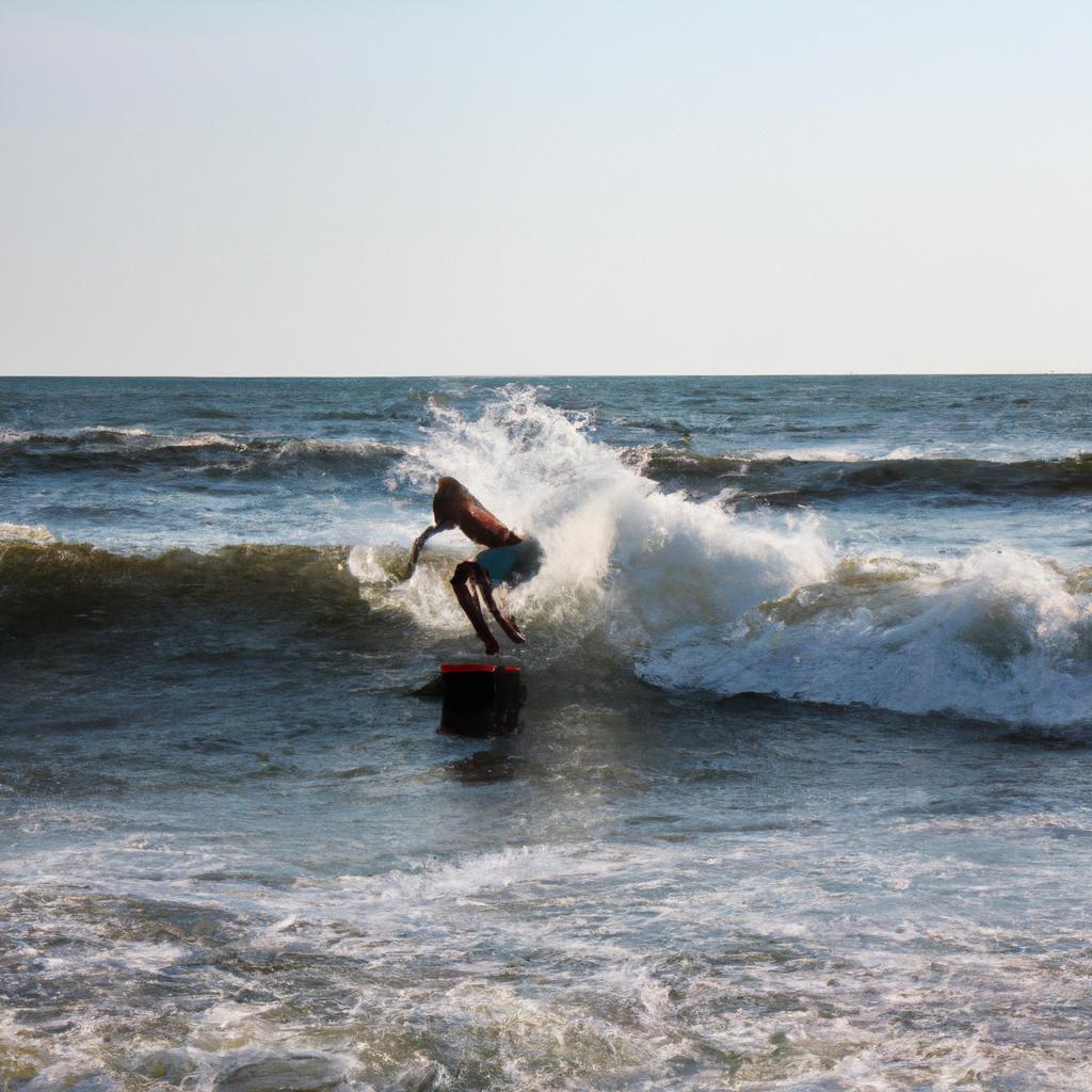 Person surfing at beach destination