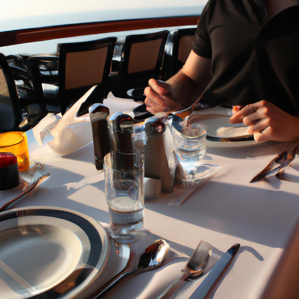 Person dining on a cruise
